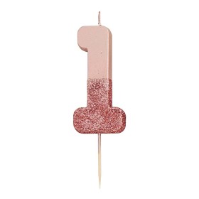 Bild på Talking Tables Glitter Tårtljus 1 (Rose gold)