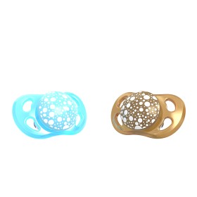 Bild på Twistshake Napp 0-6 mån 2-pack (Pearl Blå/Guld)