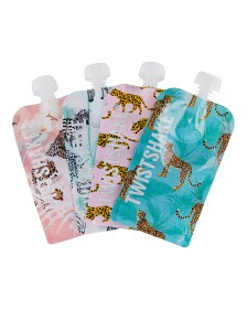 Bild på Twistshake Squeeze Bag 220ml 4-pack (Leopard)