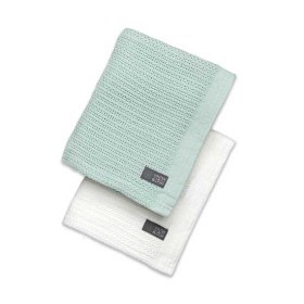 Bild på Vinter & Bloom Soft Grid Eko Gallerfilt 2-pack (Bright White/Sage Green)