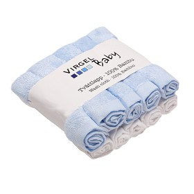Bild på Virgel Baby Tvättlappar 10-pack (Vit/Ljusblå)