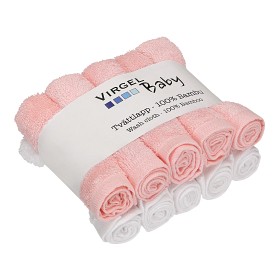Bild på Virgel Baby Tvättlappar 10-pack (Vit/Ljusrosa)