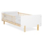 Homestyle Barnsäng 90x200 cm Retrosäng med fallskydd (Vit/Natur)