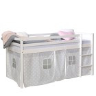 Homestyle Loftsäng Med Gardin Vita Stjärnor 90x200 cm (Vit)