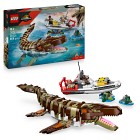 LEGO Jurassic World 76974 Båtuppdrag med klossbyggd mosasaurus